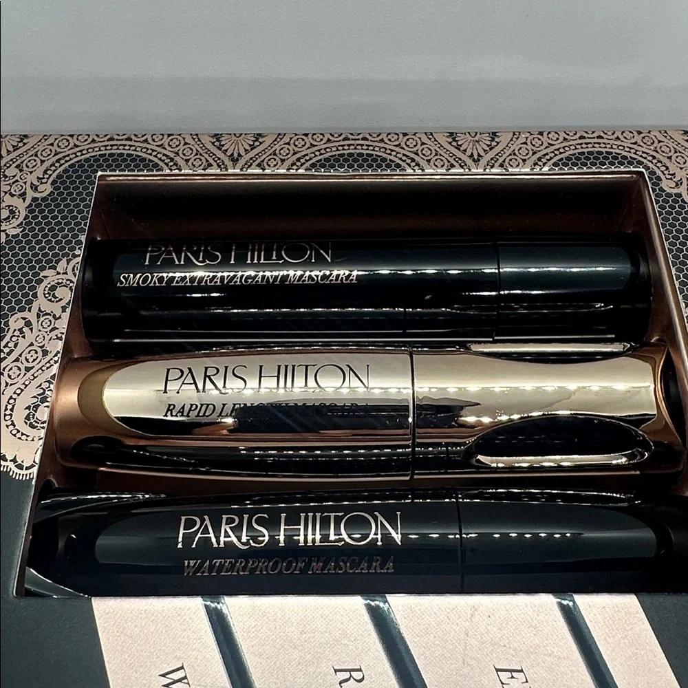 💎NWT Paris Hilton 3 Pc Lash Drama Mascara Gift Set Smoky,Rapid-length,waterproof
